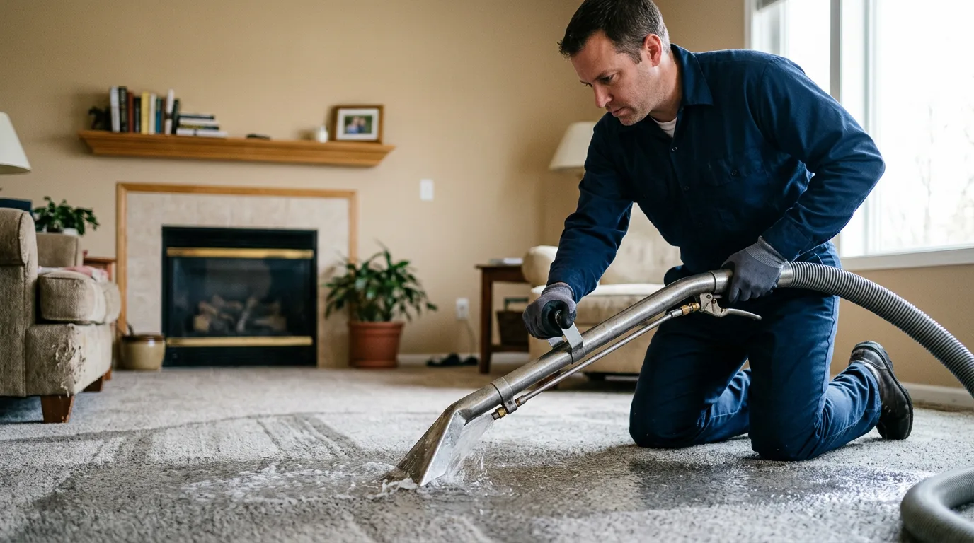 Water damage restoration technician working near Ankeny, IA